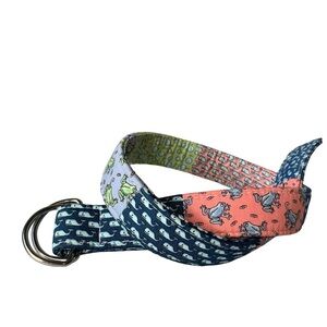 Vineyard Vines by Shep & Ian cotton patchwork belt w whale, fish & frogs. Size S